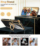LeYi for Samsung Galaxy S22 5G Case: Rotatable Ring Holder Magnetic Kickstand, Plating Rose Gold Edge Case