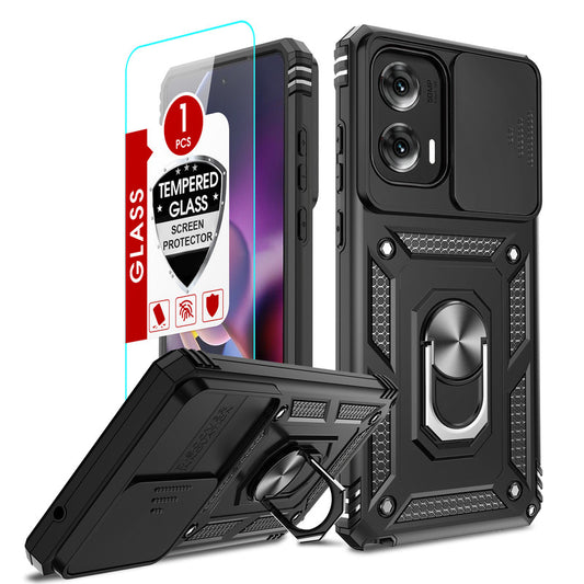 LeYi for Motorola-Moto G Stylus 5G 2024 Case: with Slide Camera Cover and Screen Protector, [Military-Grade] Cellphone Case Cover with Magnetic Ring Kickstand for Moto G Stylus 5G 2024