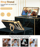 LeYi for Google-Pixel-7 Case: Rotatable Ring Holder Magnetic Kickstand, Plating Rose Gold Edge Case