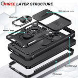 LeYi for Samsung Galaxy S23-5G Phone Case: Samsung S23 5G Case with Screen Protector X 2, Slide Camera Cover with Magnetic Stand, Heavy Duty Shockproof para S 23 Case for Women Girl