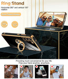 LeYi for Samsung Galaxy S21 FE 5G Case: with 2 Pack Tempered Glass Screen Protector and Rotatable Ring Holder Magnetic Kickstand, Plating Rose Gold Edge Case
