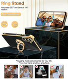 LeYi for Samsung Galaxy A26 5G Case: with 2 Pack Tempered Glass Screen Protector and Rotatable Ring Holder Magnetic Kickstand, Plating Rose Gold Edge Case