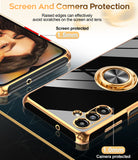 LeYi for Samsung Galaxy A13 5G Case: with 2 Pack Tempered Glass Screen Protector and Rotatable Ring Holder Magnetic Kickstand, Plating Rose Gold Edge Case