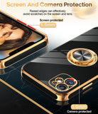 LeYi for Iphone 11 Case: with 2 Pack Tempered Glass Screen Protector and Rotatable Ring Holder Magnetic Kickstand, Plating Rose Gold Edge Case