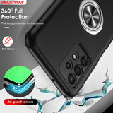 LeYi for Samsung Galaxy A13 4G Case with Glass Screen Protector, Shockproof Heavy Duty Protective Slim Fit Samsung Galaxy A13 4G Cell Phone Case Cover with Rotatable Ring Holder Magnetic Kickstand for Women