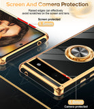 LeYi for Google Pixel 6A Case: with 2 Pack Tempered Glass Screen Protector and Rotatable Ring Holder Magnetic Kickstand, Plating Rose Gold Edge Case