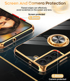 LeYi for Samsung Galaxy S22 5G Case: Rotatable Ring Holder Magnetic Kickstand, Plating Rose Gold Edge Case
