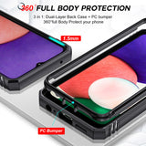 LeYi for Samsung Galaxy A22 5G Phone Case: Samsung Galaxy A22 Case with 2 Tempered Glass Screen Pro Maxtector, Slide Camera Cover, Ring Stand Holder, Heavy Duty Shockproof para Samsung Galaxy A22 Cover for Women Girl