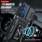 LeYi for Samsung Galaxy A25 5G Phone Case, with Camera Lens Cover Slider, Ring Stand Holder Military Grade Protective Shockproof Armour Cover for Samsung A25