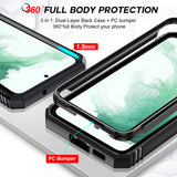 LeYi for Samsung Galaxy S23-5G Phone Case: Samsung S23 5G Case with Screen Protector X 2, Slide Camera Cover with Magnetic Stand, Heavy Duty Shockproof para S 23 Case for Women Girl