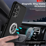 LeYi for Samsung Galaxy A13 4G Case with Glass Screen Protector, Shockproof Heavy Duty Protective Slim Fit Samsung Galaxy A13 4G Cell Phone Case Cover with Rotatable Ring Holder Magnetic Kickstand for Women