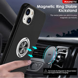 LeYi for iPhone 13 Case with Glass Screen Protector, Shockproof Heavy Duty Protective Slim Fit iPhone 13 Cell Phone Case Cover with Rotatable Ring Holder Magnetic Kickstand for Women
