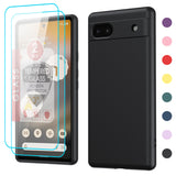 LeYi for Google Pixel 6A Cases, Pixel 6A Cover with Tempered Glass Screen Protectors, Soft Silicone Ultra Slim Shockproof Cover with Anti-Scratch Microfiber Lining 6A Case