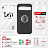 LeYi for Google Pixel 8A Case with Glass Screen Protector and Lens Protector, Shockproof Heavy Duty Protective Slim Fit Google Pixel 8A Cell Phone Case Cover with Rotatable Ring Holder Magnetic Kickstand for Women