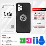 LeYi for Samsung Galaxy A13 4G Case with Glass Screen Protector, Shockproof Heavy Duty Protective Slim Fit Samsung Galaxy A13 4G Cell Phone Case Cover with Rotatable Ring Holder Magnetic Kickstand for Women