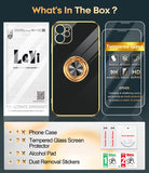LeYi for Iphone 11 Case: with 2 Pack Tempered Glass Screen Protector and Rotatable Ring Holder Magnetic Kickstand, Plating Rose Gold Edge Case