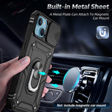 LeYi for iPhone 13 Phone Case: with Slide Camera Cover and Screen Protector, [Military-Grade] Cellphone Case Cover with Magnetic Ring Kickstand for iPhone 13