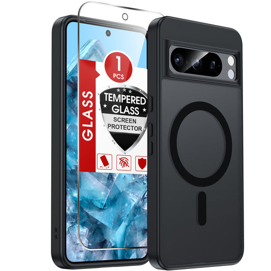 LeYi for Pixel 8 Pro Case: Google Pixel 8 Pro Phone Case [Magnet Fit] with [1 Packs] Screen Protector, Raised Camera Guard Slim Matte Translucent Smooth Soft-Touch Funda para Pixel8 Pro
