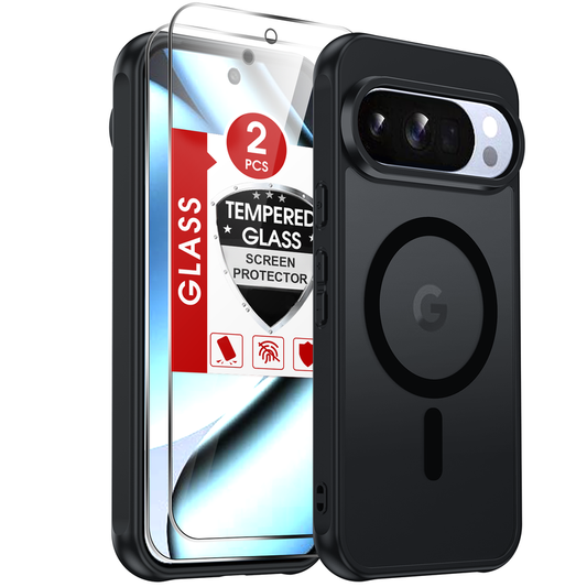 LeYi for Google Pixel-10/10 Pro Case: Google Pixel 10/10 Pro Phone Case [Magnet Fit] with [2 Packs] Screen Protector, Raised Camera Guard Slim Matte Translucent Smooth Soft-Touch Funda para Pixel 10/10 Pro