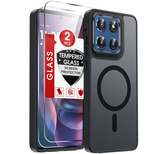 LeYi for Moto G-Stylus-2025 Case: Motorola G Stylus 2025 Case [Mag-Safe Fit] with 2X Screen Protector, Raised Camera Guard Matte Translucent Slim Translucent para Moto G Stylus 2025 Phone Case