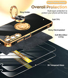 LeYi for Samsung Galaxy A15 5G Case: with 2 Pack Tempered Glass Screen Protector and Rotatable Ring Holder Magnetic Kickstand, Plating Rose Gold Edge Case