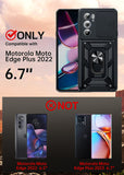 LeYi for Motorola Edge-Plus-2022-Case: Moto-Edge-Plus-2022-Case with Slide Camera Cover and Screen Protector, Heavy Duty Armor Cell Mobile Phone Cover