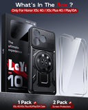 LeYi for Honor-X5c 4G Case: with Glass Screen Protector, [Fit Magsafe] 16FT Heavy Duty Shockproof Protection Rugged Android Smart Phone Case with Invisible Ring Stand Honor X5c 4G