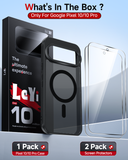 LeYi for Google Pixel-10/10 Pro Case: Google Pixel 10/10 Pro Phone Case [Magnet Fit] with [2 Packs] Screen Protector, Raised Camera Guard Slim Matte Translucent Smooth Soft-Touch Funda para Pixel 10/10 Pro