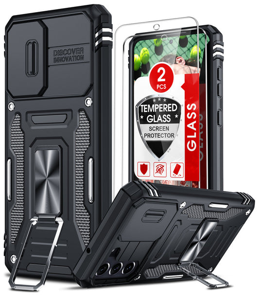 LeYi Compatible for Samsung Galaxy S21 FE Phone Case: Samsung S21 FE Case with Screen Protector 2 PCS, Heavy Duty Protection para S21 FE Case