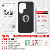 LeYi for Samsung Galaxy S26 Ultra Case with Glass Screen Protector and Lens Protector, Shockproof Heavy Duty Protective Slim Fit Samsung Galaxy S26 Ultra Cell Phone Case Cover with Rotatable Ring Holder Magnetic Kickstand for Women