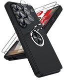 LeYi for Samsung Galaxy S26 Ultra Case with Glass Screen Protector and Lens Protector, Shockproof Heavy Duty Protective Slim Fit Samsung Galaxy S26 Ultra Cell Phone Case Cover with Rotatable Ring Holder Magnetic Kickstand for Women