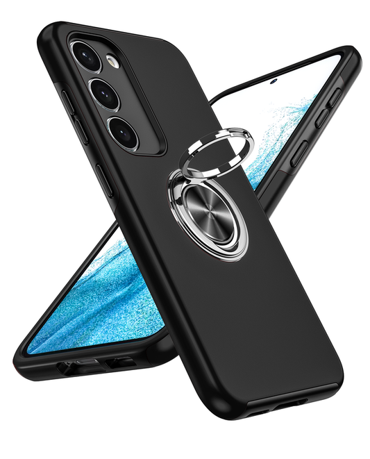 LeYi for Samsung Galaxy S23 Case, Shockproof Heavy Duty Protective Slim Fit Samsung Galaxy S23 Cell Phone Case Cover with Rotatable Ring Holder Magnetic Kickstand for Women
