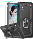 LeYi for Samsung Galaxy A51 Case with Glass Screen Protector Replacement, Military-Grade Shockproof Magnetic Ring Stand Cell Android Case Cover