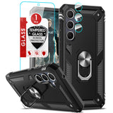 LeYi for Samsung Galaxy A35 Phone Case, Samsung A35 Phone Case with Glass Screen Protector Replacement, Military-Grade Shockproof Magnetic Ring Stand Cell Android Case Cover
