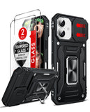 LeYi for iPhone 17 Phone Case, with Camera Lens Cover Slider, Ring Stand Holder Military Grade Protective Shockproof Armour Cover for i Phone 17