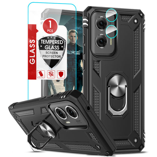 LeYi for Motorola Moto G Stylus 5G 2024 Case, Motorola G Stylus 5G 2024 Phone Case with Glass Screen Protector Replacement, Military-Grade Shockproof Magnetic Ring Stand Cell Android Case Cover