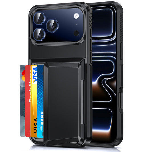 LeYi for iPhone-17-Pro Max Wallet Case: Card Holder Cover Funda para Military Grade Heavy Duty Protective Women Phone17 Pro Max case Black
