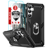 LeYi for Samsung Galaxy A16 Phone Case, Samsung A16 Phone Case with Glass Screen Protector Replacement, Military-Grade Shockproof Magnetic Ring Stand Cell Android Case Cover