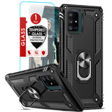 LeYi for Samsung Galaxy A71 5G Phone Case, Samsung A71 5G Phone Case with Glass Screen Protector Replacement, Military-Grade Shockproof Magnetic Ring Stand Cell Android Case Cover