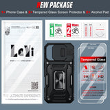 LeYi for iPhone 17 Phone Case, with Camera Lens Cover Slider, Ring Stand Holder Military Grade Protective Shockproof Armour Cover for i Phone 17