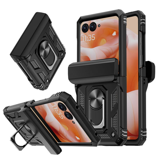 LeYi for Motorola-Moto Razr 2024 Case: [Military-Grade] Cellphone Case Cover with Magnetic Ring Kickstand for Moto Razr 2024