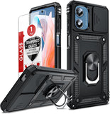 LeYi for Motorola-Moto G Play 2024 Case: with Slide Camera Cover and Screen Protector, [Military-Grade] Cellphone Case Cover with Magnetic Ring Kickstand for Moto G Play 2024