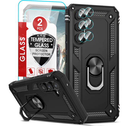 LeYi for Samsung Galaxy A54 5G Case with Glass Screen Protector Replacement, Military-Grade Shockproof Magnetic Ring Stand Cell Android Case Cover