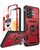 LeYi for Samsung Galaxy A33 5G Phone Case: Samsung Galaxy A33 Case with 2 Tempered Glass Screen Pro Maxtector, Slide Camera Cover, Ring Stand Holder, Heavy Duty Shockproof para Samsung Galaxy A33 Cover for Women Girl
