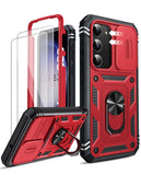 LeYi for Samsung Galaxy S23-5G Phone Case: Samsung S23 5G Case with Screen Protector X 2, Slide Camera Cover with Magnetic Stand, Heavy Duty Shockproof para S 23 Case for Women Girl