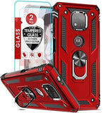 LeYi for Motorola Moto G Power 2021 Case, Motorola G Power 2021 Phone Case with Glass Screen Protector Replacement, Military-Grade Shockproof Magnetic Ring Stand Cell Android Case Cover