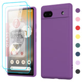 LeYi for Google Pixel 6A Cases, Pixel 6A Cover with Tempered Glass Screen Protectors, Soft Silicone Ultra Slim Shockproof Cover with Anti-Scratch Microfiber Lining 6A Case
