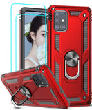 LeYi for Samsung Galaxy A51 Case with Glass Screen Protector Replacement, Military-Grade Shockproof Magnetic Ring Stand Cell Android Case Cover