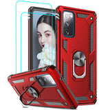 LeYi for Samsung Galaxy S20 FE Case with Glass Screen Protector Replacement, Military-Grade Shockproof Magnetic Ring Stand Cell Android Case Cover