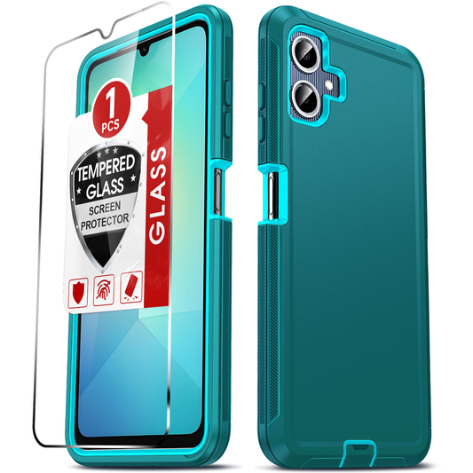 LeYi for Samsung-Galaxy-A06 Case with Screen Protector X1, Samsung Galaxy A06 Case 3 in 1 Rugged Shockproof Android Cover Funda A06